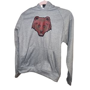 Nwt Youth Large Greay Pullover Hoodie Size Large With A Bear Picture